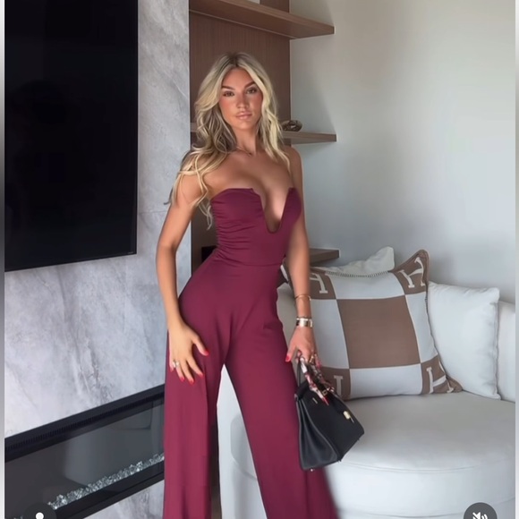 Fashion Nova Pants - Fashion Nova Burgundy Jumpsuit
